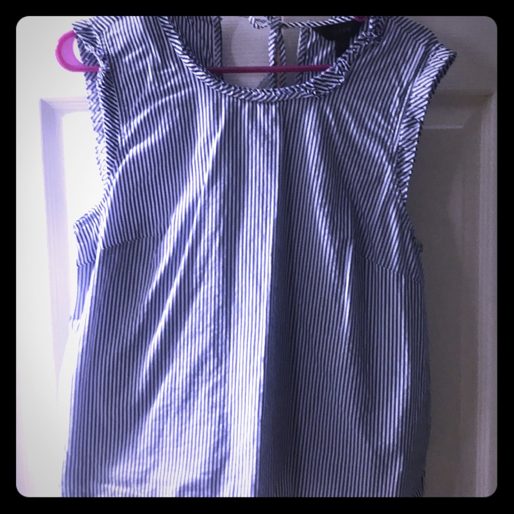 JCrew Blue and White Pinstripe Top!